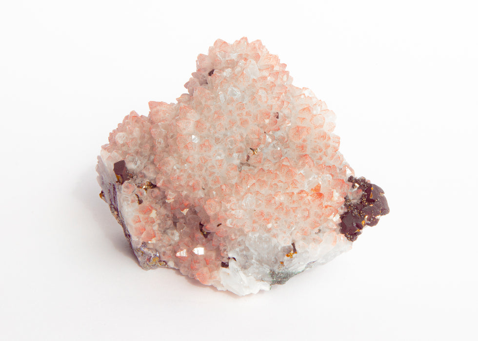 3: 4.5 x 5.5 x 3.74 inches - 2.53 lbs - $1300. Strongly hematoid, with small patches of dolomite. Some chipped points.