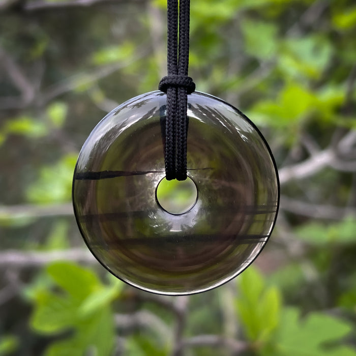 Midnight Lace Obsidian Disc Necklace