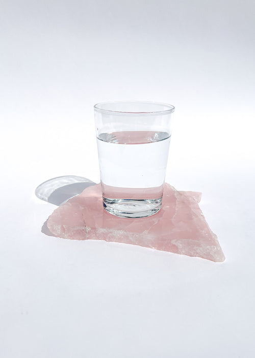 Charging water with a rose quartz slab #3.