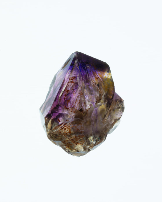 1: 1.2 x 1.58 x 0.91 inches - 30 g - $500 | The large face has a clear window showing the elestial growth and phantoms within. Very dark amethyst color.  An exceptional specimen.