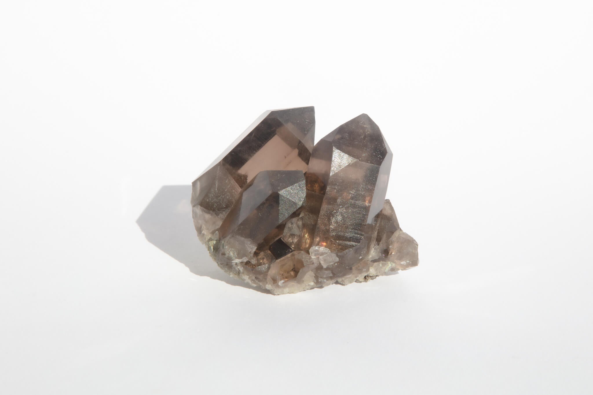 1: 235 x 3.5 x 2.26 inches - 274 g - $430 | This specimen would be ideal for supporting someone physically recover. This one is from the same mountain as the other two smoky quartzes, but on the Italian side of the border..